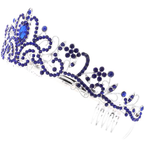 PATKAW Braut Stirnband Jahr Der Braut Aufdecken Dekoration Braut-stirnband Krone Brautkleid Französischer Kamm Hochzeitsschleier Für Die Braut Zukünftige Braut Kostüm Tiara Blue Legierung von PATKAW