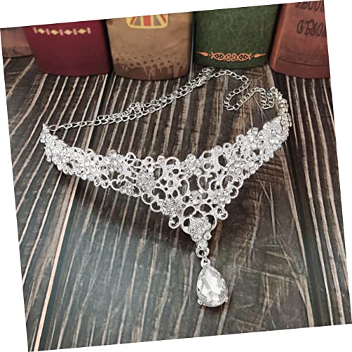 PATKAW Elegante Stirnkette Mit Vintage Strass Anhänger Hochzeitskrone Für Damen Glitzerndes Stirnband Weiß Für Besondere Anlässe Und Festliche Feiern von PATKAW