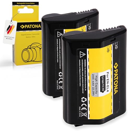 PATONA 2X Akku Ersatz für Nikon EN-EL4, EN-EL4a, ENEL4 Batterie 2000mAh Kompatibel mit Nikon D2H, D2HS, D2X, D2XS, D3, D3S, D3X, F6 von PATONA