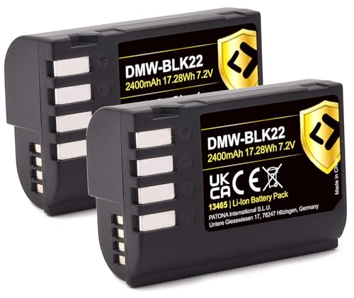 PATONA 2X Protect V1 Akku DMW BLK22 BLK22E (2400mAh) - kompatibel mit Panasonic DC-S5 DC-S5D DC-S5K DC-S5-X DC-S5II DC-S5-IIX DC-GH5 DC-GH5-II DC-GH5S DC-GH6 DC-G9 von PATONA