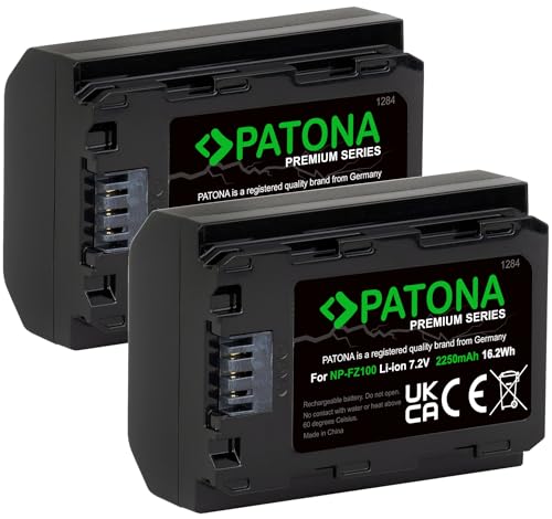 PATONA Premium - 2x Ersatz für Akku Sony NP-FZ100 - (2040mAh mit Infochip) - für Sony Alpha ILCE 6600 / 7 III / 7R III IV / 9 9R 9S / 9 II von PATONA