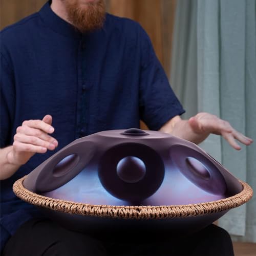 440HZ Handpan Drum 12 Noten 55,9 cm Stahl Zungentrommel mit weicher Handpan, Harmonische Percussion für Klangheilung, persönliche Meditation, Yoga(440Hz) von PAUANI