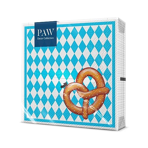 PAW - Serviette Papier 3 Plis (33 x 33 cm) I Lot de 20 I C'Est Le Moment de Faire la Fête ! Serviettes de Table, Oktoberfest, Réunion Entre Amis, Barbecue, Fête de la Bière (Bavarian Pretzel) von PAW Decor Collection