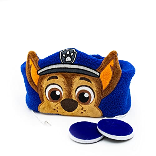 Paw Patrol Stirnband-Kopfhörer und Schlafmaske für Kinder mit Chase dem Zeichentrickheld - Bequem durch weichen Fleece - Kein Druck auf den Ohren - Lautstärkebegrenzung - Ideal für Reisen (Blau) von PAW PATROL