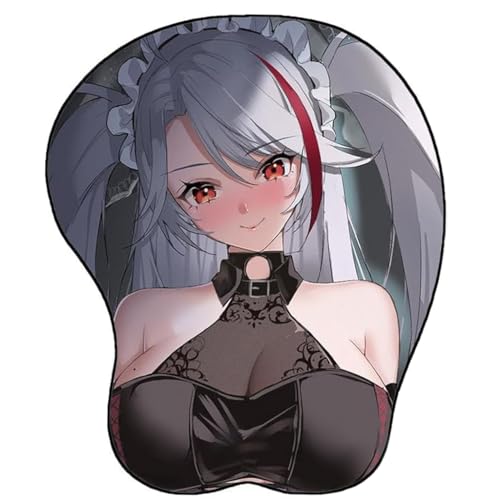 PAXLBF-Anime Azur Lane Prinz Eugen 3D Mauspad mit Handgelenkauflage Gaming Mauspads Rutschfestes Mauspad 3D Mauspads 3D Ergonomisches Mauspad-Mousepad 6218 von PAXLBF