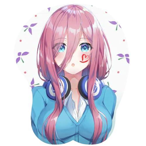 PAXLBF-Anime Nakano Miku 3D Mauspad mit Handgelenkauflage Gaming Mauspads Rutschfestes Mauspad 3D Mauspads 3D Ergonomisches Mauspad-Mousepad 1056 von PAXLBF