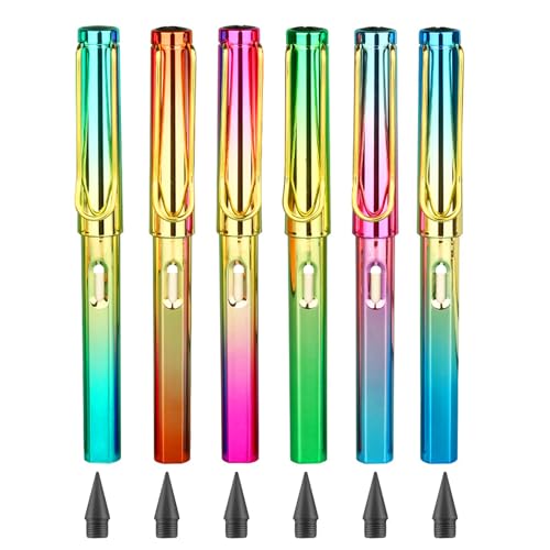 PAYFULLY Everlasting Pencil, 6 Stücke Ewiger Bleistift Set Mit 6 Radiergummis, Bleistift Ewiger für Schreiben Technische Kartierung Skizzen Als Geschenk usw. von PAYFULLY