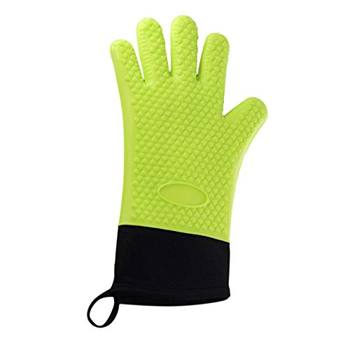 PBDEIOEOE Handschuhe, Schweißerhandschuhe, Hochwertiger, hitzebeständiger, dicker Verbrühungsschutz mit innerer Baumwollschicht, Unterarmschutz for das Kochen in der Mikrowelle, Grillen, Kamin(Green) von PBDEIOEOE