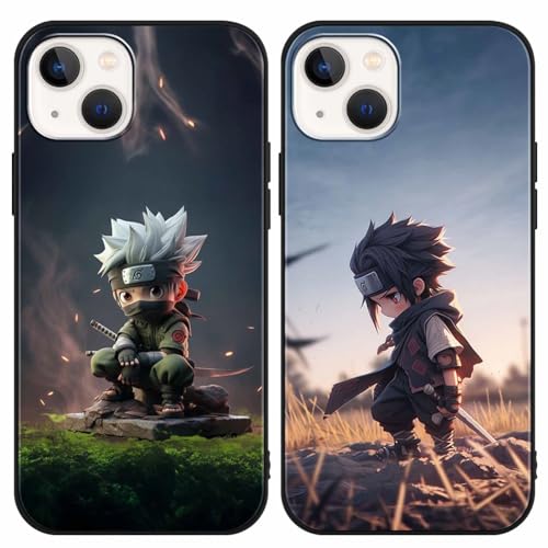 2 Stück Handyhülle für Apple iPhone 13/iPhone 14 Hülle 6.1'' Anime Kakashi Uchiha Sasuke Manga Muster Design Junge Case All Inklusiv Linsen Schutzhülle TPU Silikon Weich Ultra Dünn Cover, 03 von PBNDJVG