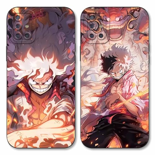 2 Stück Handyhülle für Samsung Galaxy A51 4G/M40S Hülle 6.5'' Anime One Piece Luffy Zoro Gear 5 Sun God Nika Muster Design Manga Case Kameraschutz Schutzhülle TPU Silikon Weich Ultra Dünn Schwarz3 von PBNDJVG