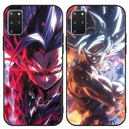 2 Stück Handyhülle für Samsung Galaxy S20 Plus Hülle 6.7 Zoll, Anime Dragonball Super Z DBZ Goku Saiyan Manga Junge Muster Design Case Stoßfest Schutzhülle TPU Bumper Weich Ultra Dünn Cover, 05 von PBNDJVG