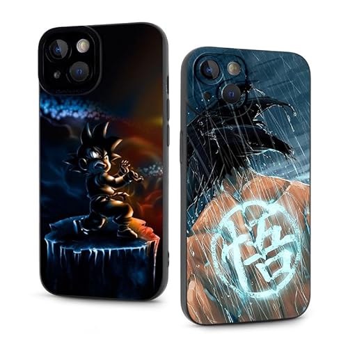 Handyhülle 2 Stück für Apple iPhone 14 Hülle 6.1'' Anime Dragonball Z Super Z DBZ Son Goku Manga Junge Muster Design Case All Inklusiv Linsen Schutzhülle Stoßfest TPU Silikon Weich Ultra Dünn Case,03 von PBNDJVG