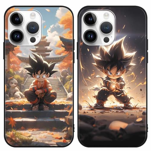 PBNDJVG 2 Stück Handyhülle für Apple iPhone 12 Pro Max Hülle 6.7, Anime Dragonball Super Z DBZ Goku Manga Junge Muster Design Case Stoßfest Schutzhülle TPU Bumper Weich Ultra Dünn Cover, Schwarz 01 von PBNDJVG