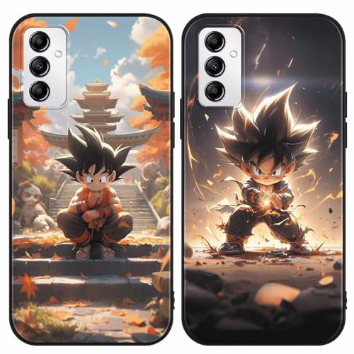 PBNDJVG 2 Stück Handyhülle für Samsung Galaxy A14 5G Hülle 6.8, Anime Dragonball Super Z DBZ Goku Manga Junge Muster Design Case Stoßfest Schutzhülle TPU Bumper Weich Ultra Dünn Cover, Schwarz 01 von PBNDJVG