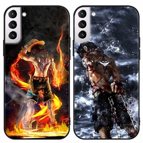 PBNDJVG 2 Stück Handyhülle für Samsung Galaxy S21(5G) Hülle 6.2 Zoll, Anime One Piece Ace mit Motiv Designs Manga Case Schutz Schutzhülle Stoßfest TPU Weich Ultra Dünn Cover -Schwarz1 von PBNDJVG