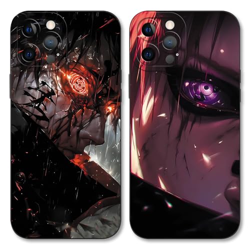 PBNDJVG 2 Stück Handyhülle für Xiaomi Redmi Note 12 Pro 5G Hülle 6.67'', Anime Cartoon Uchiha Itachi Sasuke Muster Schutzhülle Jungs Case Schutz der Linse Silikon TPU Stoßfest, Schwarz von PBNDJVG