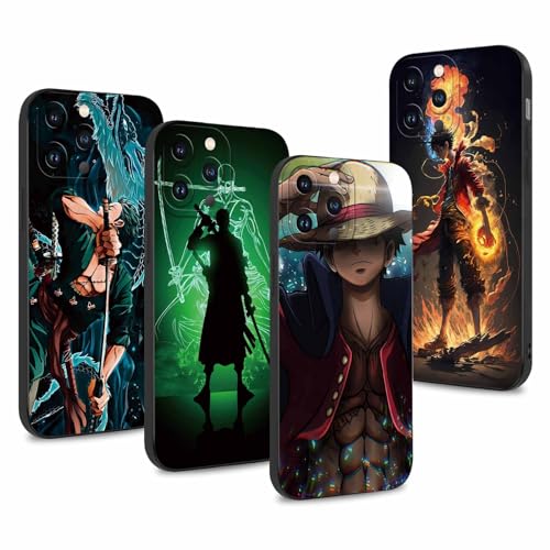 PBNDJVG 4 Stück Handyhülle für Apple iPhone 13 Pro Max Hülle 6.7'' Anime Luffy Zoro Gear 5 Sun God Nika Manga Muster Design Case Kameraschutz Schutzhülle TPU Silikon Weich Ultra Dünn von PBNDJVG