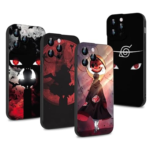 PBNDJVG 4 Stück Handyhülle für Apple iPhone 14 Pro 6.1'' Anime Uchiha Sasuke Itachi Manga Muster Design Junge Case All Inklusiv Linsen Schutzhülle Stoßfest TPU Silikon Ultra Dünn Case, 01 von PBNDJVG