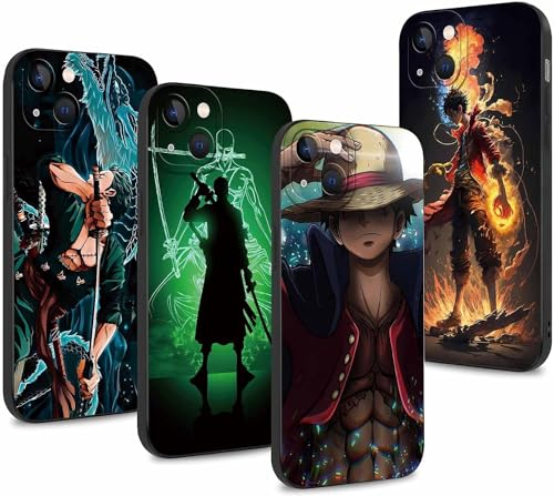 PBNDJVG 4 Stück Handyhülle für Samsung Galaxy A55 5G Hülle 6.5'' Anime Luffy Zoro Gear 5 Sun God Nika Manga Muster Design Case Kameraschutz Schutzhülle TPU Silikon Weich Ultra Dünn- 02 von PBNDJVG