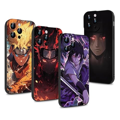 PBNDJVG 4 Stück Handyhülle für Samsung Galaxy S23 Ultra 5G Hülle 6.8'' Anime Uchiha Sasuke Itachi Manga Muster Design Junge Case All Inklusiv Linsen Schutzhülle TPU Ultra Dünn Case, 02 von PBNDJVG