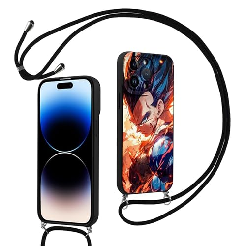 PBNDJVG Lanyard Handyhülle für Apple iPhone 12 Hülle 6.1 Zoll, Handykette Anime Dragonball Z Super DBZ Goku Son Gohan Manga Junge Muster mit Band zum Umhängen Kette Schutzhülle Bumper Dünn Case, 08 von PBNDJVG