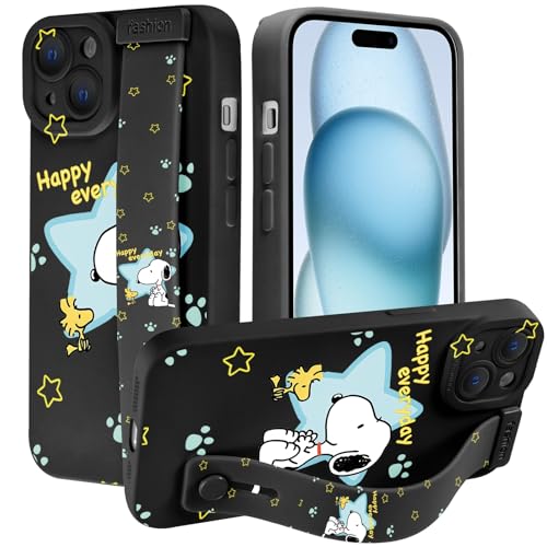 PBNDJVG Wristband Handyhülle für Xiaomi Redmi Note 13 Pro Plus 5G Hülle 6,67",Kawaii Cartoon Anime Characters Design Muster Case Armband TPU Silikon Stoßfeste Verstellbares Handgelenkband Cover,Black von PBNDJVG