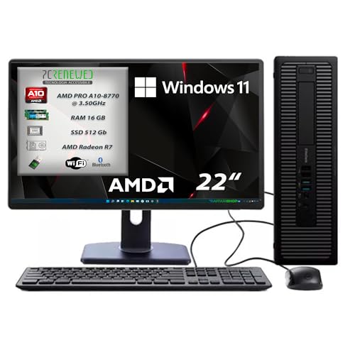 PCRENEWED TECNOLOGIA ACCESSIBILE Gebrauchsfertiger Desktop-PC, PC Generalüberholt A10 3,5 GHz, RAM 16 GB, SSD 512 GB, Office Paket 2019, Windows 11 Pro (Generalüberholt) (komplett PC) von PCRENEWED TECNOLOGIA ACCESSIBILE