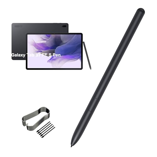 Ersatz-Eingabestift für Samsung Galaxy Tab S7 FE SM-T730, SM-T733, SM-T736B TJ-780,Galaxy Tab S7,Tab S7+ Plus,Tab S7 FE S Pen Ersatz Stift+ Spitzen/Federn, ohneBluetooth (Schwarz) von PCTC