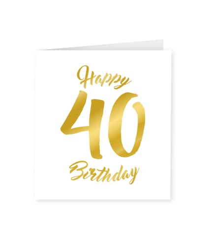 PD-Party 7028008 Geburtstag Feiern Papier Grüßen Karte - 40 Jahre, Gold/Weiß, 15cm Länge x 15cm Breite x 0.5cm Höhe von PD-Party