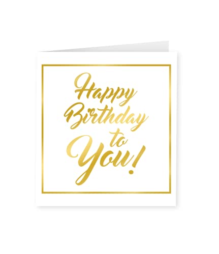 PD-Party 7028021 Geburtstag Feiern Papier Grüßen Karte - Happy Birthday to you, Gold/Weiß, 15cm Länge x 15cm Breite x 0.5cm Höhe von PD-Party