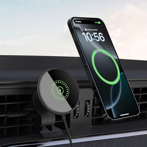 20W Kabelloses Magnet Auto Handyhalter, KfZ Ladestation Handyhalterung Ladegerät für iPhone 16 15 14 13 12(Pro/Pro Max/Plus/Mini),360 Grad Drehbar Autohalterung Ladegerät für Apple von PDKUAI