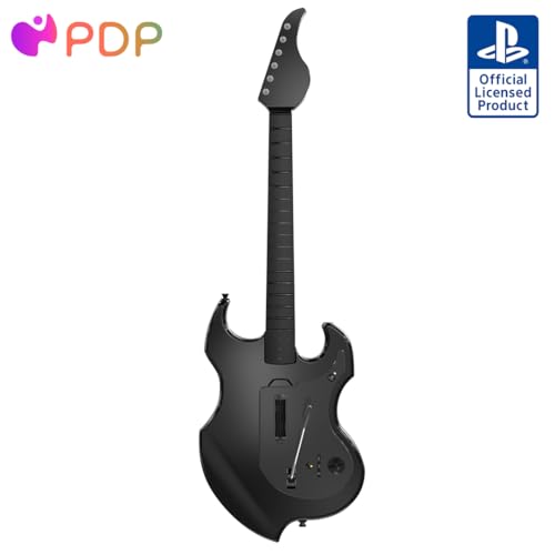 PDP RIFFMASTER Wireless Guitar Controller for PlayStation 5 and PlayStation 4, PS5/PS4, Rock Band 4, Audio Jack, Rechargeable Battery, Officially Licensed by Sony - Black von PDP