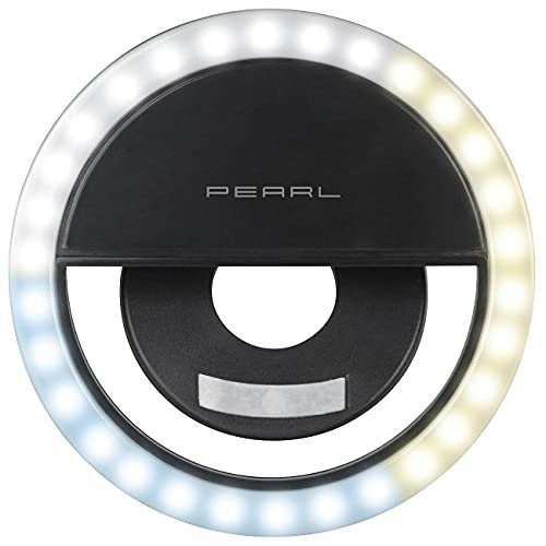 PEARL LED Foto: Akku-Aufsteck-Ringlicht für Smartphones, 72 CCT-LEDs, 3W, Ø3,3(8,5cm) (Handyleuchte, Selfie Ring, Monitor Halterung) von PEARL