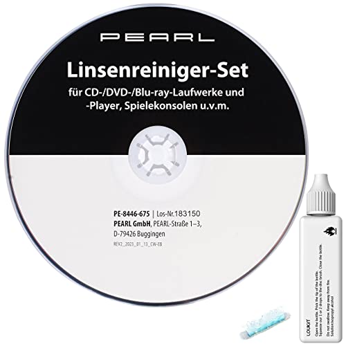 PEARL Reinigungs Cd: Linsenreiniger-Set für CD-/DVD-/Blu-ray-Laufwerke und -Player u.v.m. (Reinigungs DVD, Cd Player Reinigung, Autoradio Laufwerk Reinigen) von PEARL