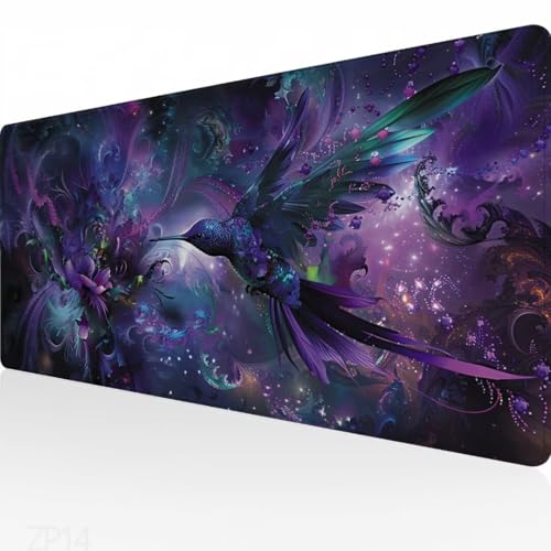 Mauspad Lila Mousepad, XXL Mauspad Vogel 900x400mm, Gaming Mauspad Groß mit Vernähten Kanten, Wasserdicht Rutschfester Mouse Pad, Verbessert Präzision & Geschwindigkeit, Gaming Zubehör, Geschenk ZP-14 von PEIPEIO