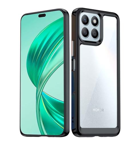 PEIYE Hülle für Honor X8b, Transparente Schutzhülle mit Weichem TPU Silikon Rahmen und Harter Klaren Rückseite, Stoßfeste Handyhülle, Bumper Case, Cover, Schwarzer Rand von PEIYE