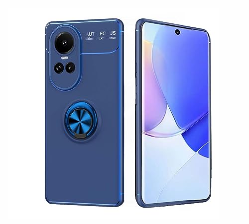 PEIYE Hülle für Oppo Reno 10 5G / Reno 10 Pro 5G, TPU Silikon Schutzhülle Mit Magnetische Halterung (Ring) Auf Der Rückseite -Blau/Blau von PEIYE