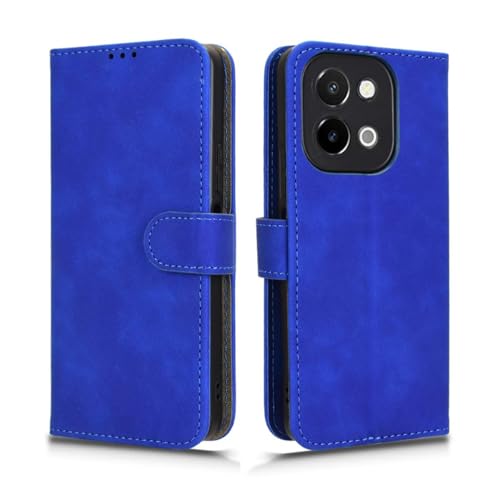 PEIYE Hülle für Vivo Y28 4G, Klappbar Lederhülle Flip Cover Case, Wallet Schutzhülle Handyhülle mit Kartenfach und Geldfach, Magnetverschluss, Standfunktion, TPU-Innenteil, (Blau) von PEIYE