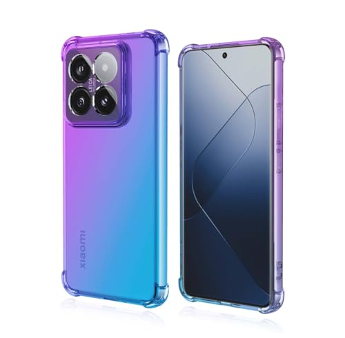 PEIYE Hülle für Xiaomi 14, Stoßfeste Weiche Silikon TPU Handyhülle mit Bumper, Antischock-Silikon-Ecken, Halbtransparente Gradientenfarbe- Schutzhülle Cover Case -Lila Blau von PEIYE