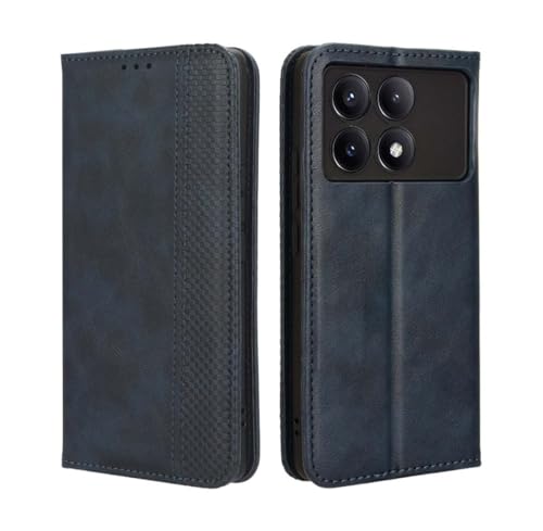 PEIYE Hülle für Xiaomi Poco X6 Pro, Wallet Klappbar Lederhülle Flip Cover Case, Schutzhülle Handyhülle mit Kartenfach und Geldfach, TPU-Innenteil, Magnetverschluss, Standfunktion -Blau von PEIYE
