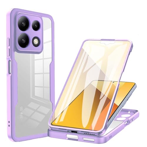 PEIYE Hülle für Xiaomi Redmi Note 13 5G - Stoßfeste Schutzhülle mit Transparent Hartem Rücken & Silikon-Rändern, Integrierter Bildschirmschutz, 360° Schutz Handyhülle, Cover Case -Lila von PEIYE