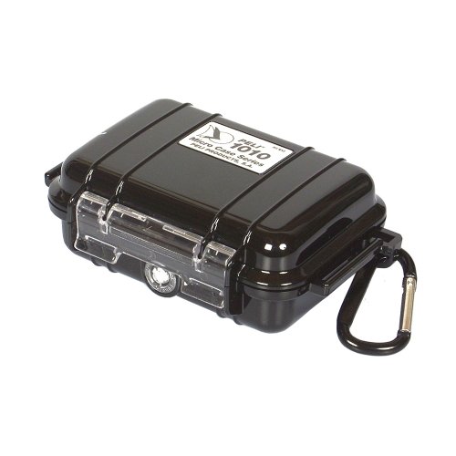 PELI 1020 Wasserdichtes Micro Case Schutzetui, IP67-Zertifiziert, 0,5L Volumen, Schwarz/ Schwarze Gummieinlage von PELI