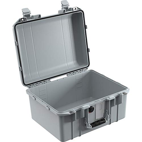 PELI 1507 Air Leichter Schutzkoffer für den Transport von DSLR Kamera und Drohnen Equipment, Wasser- und Staubdicht, 24L Volumen, Ohne Schaumstoffeinlage, Farbe: Silber von PELI