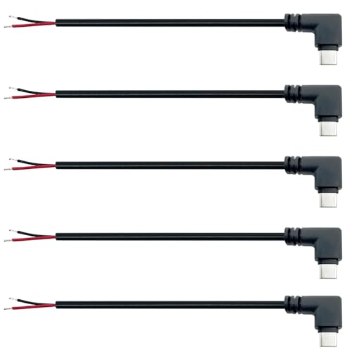 PENGLIN 5 Stück 25CM rechtwinkliges USB Typ-C 2 Core Pigtail Kabel für DIY, 3A 5V 90 Grad USB-C Stecker auf 2Pin Bare Wire Open End Verlängerungskabel PENGLIN 5 Stück 25CM rechtwinkliges USB Typ-C 2 Core Pigtail Kabel für DIY, 3A 5V 90 Grad USB-C Stecker auf 2Pin Bare Wire Open End Verlängerungskabel von PENGLIN