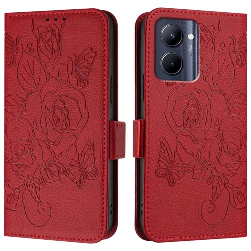 Flip-Case-Abdeckung Kompatibel mit OPPO Realme C33 2022/Realme C33 2023 Hülle, Brieftaschen-Hülle, schlankes PU-Leder-Handy-Flip-Folio-Gehäuse, stoßfeste Schutzhülle mit Kartenhaltern + Handschlaufe H von PENGLIPING