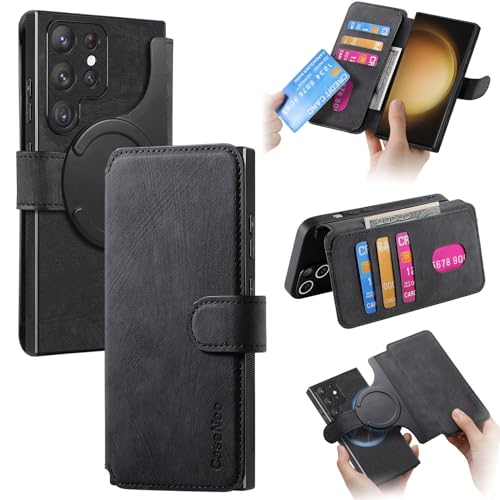 Flip-Case-Abdeckung Kompatibel mit Samsung Galaxy S23 Ultra Hülle Brieftasche mit Kartenhalter for Frauen Männer, PU-Leder Magnetverschluss Flip Wallet Handyhülle Magnetische Abnehmbare Handyhülle Kom von PENGLIPING