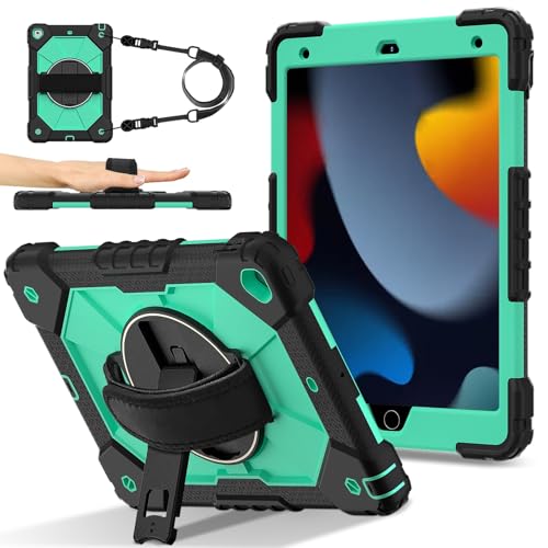 Tablet-Taschen-Hülle Robuste Hülle Kompatibel mit iPad 9./8./7. Generation 10,2 Zoll Hülle 2021/2020/2019,Heavy Duty Schutzhülle mit verstellbarem Ständer und Schultergurt,Mit Handschlaufe Kinderfreun von PENGLIPING