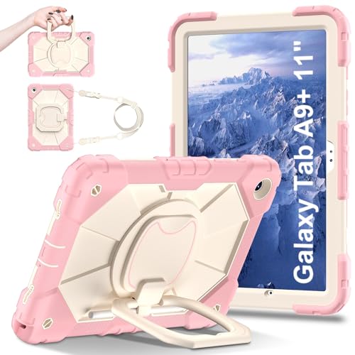 Tablet-Taschen-Hülle Tablet-Hülle kompatibel mit Samsung Galaxy Tab A9 Plus 2023 SM-X210/SM-216/SM-X218 11 Zoll, robuste, stoßfeste Cove-Schutzhülle mit 360 drehbarem Ständer + Handschlaufe + Schulter von PENGLIPING