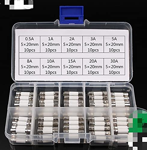 Leistungsschalter Leistungsschalter, 100 Stück Keramiksicherung 5 mm x 20 mm träge T 0,5 A 1 A 2 A 3 A 4 A 5 A 6 A 8 A 10 A 13 A 15 A 20 A 30 A 250 V Leistungsschalter Auto Leistungsschalter(One Box) von PEOTBDET