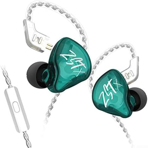 PETSTIBLE Fortschrittliche Audioleistung von For KZ ZST X Dual Driver In-Ear-Monitoren zur Minimierung von Signalverzerrungen (grün mit Mikrofon) von PETSTIBLE